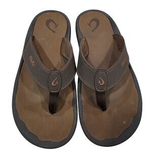 OluKai OHANA Men's Flip Flop Thong Slippers size 11 Brown 2